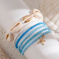 Thumbnail for Boho 6Pcs Shell Starfish Charm Crystal Beaded Stackable Bracelet Set