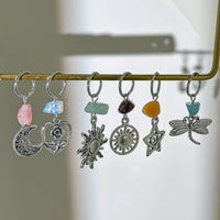 Thumbnail for Boho 6Pcs Turquoise Stone Sun Moon Star Dragonfly Floral Heart Charm Hair Braids Ring Set - ArtGalleryZen