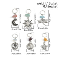 Thumbnail for Boho 6Pcs Turquoise Stone Sun Moon Star Dragonfly Floral Heart Charm Hair Braids Ring Set - ArtGalleryZen