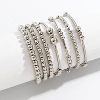 Thumbnail for Boho 7 Pcs Silver Plated Ball Chain Stackable Bracelet Set - ArtGalleryZen