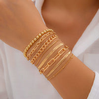 Thumbnail for Boho 8 Pcs Gold Silver Plated Cable Chain Stackable Bracelet Set - ArtGalleryZen