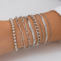 Thumbnail for Boho 8 Pcs Gold Silver Plated Cable Chain Stackable Bracelet Set - ArtGalleryZen