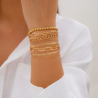 Thumbnail for Boho 8 Pcs Gold Silver Plated Cable Chain Stackable Bracelet Set - ArtGalleryZen