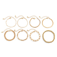 Thumbnail for Boho 8 Pcs Gold Silver Plated Cable Chain Stackable Bracelet Set - ArtGalleryZen