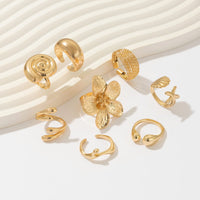 Thumbnail for Boho 8pcs Flower Starfish Shell Stackable Open Ring Set - ArtGalleryZen