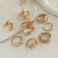 Thumbnail for Boho 8pcs Flower Starfish Shell Stackable Open Ring Set - ArtGalleryZen
