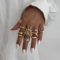 Thumbnail for Boho 8pcs Sun Flower Shell Starfish Hollow Ring Set - ArtGalleryZen
