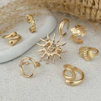 Thumbnail for Boho 8pcs Sun Flower Shell Starfish Hollow Ring Set - ArtGalleryZen