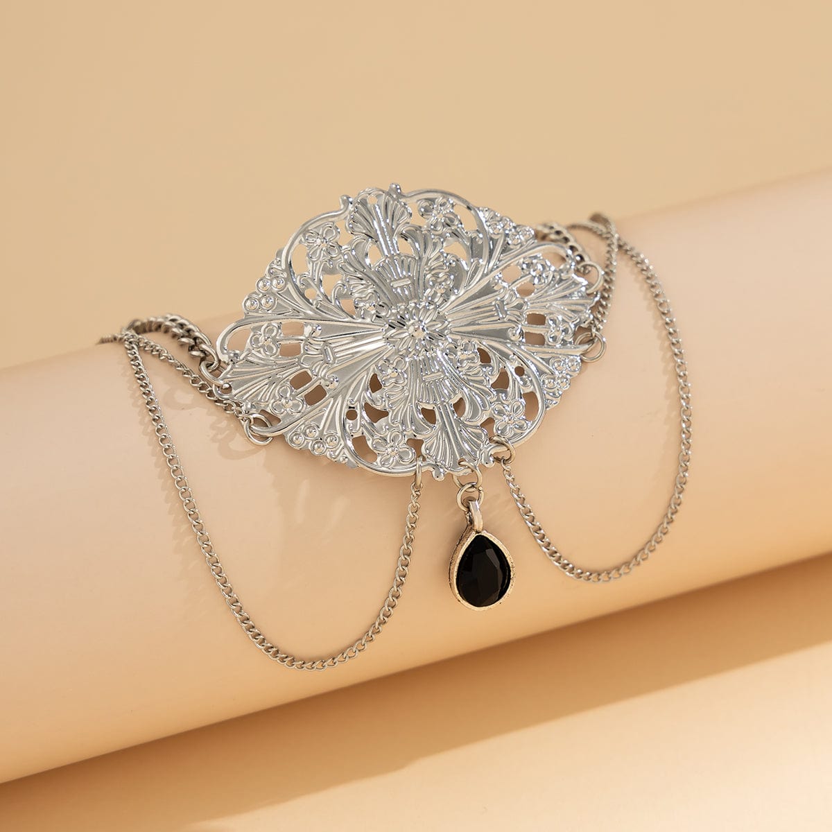 Boho Abstract Floral Cross Crystal Pendant Arm Chain - ArtGalleryZen