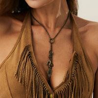 Thumbnail for Boho Antique Gold Silver Tone Lucky Horseshoe Heart Pendant Y Necklace - ArtGalleryZen