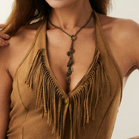 Thumbnail for Boho Antique Gold Silver Tone Lucky Horseshoe Heart Pendant Y Necklace - ArtGalleryZen