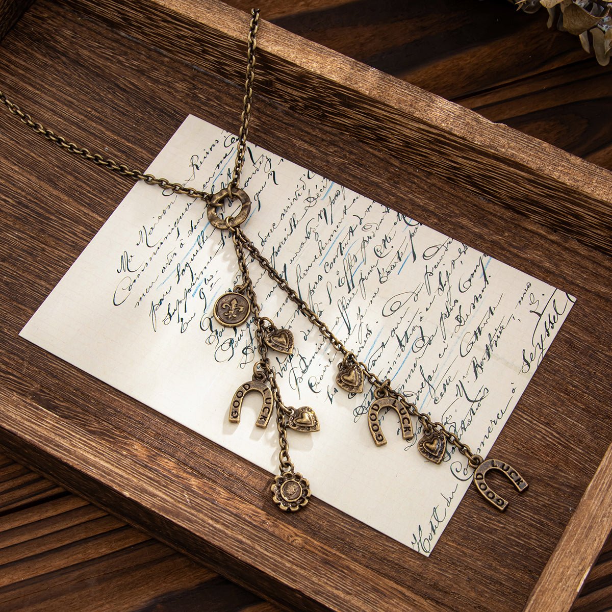 Boho Antique Gold Silver Tone Lucky Horseshoe Heart Pendant Y Necklace - ArtGalleryZen