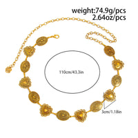 Thumbnail for Boho Antique Gold Tone Pattern Heart Oval Disk Waist Chain - ArtGalleryZen