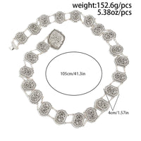 Thumbnail for Boho Antique Silver Carved Floral Pattern Waist Chain - ArtGalleryZen
