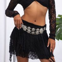 Thumbnail for Boho Antique Silver Carved Floral Pattern Waist Chain - ArtGalleryZen