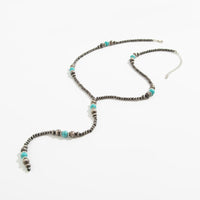 Thumbnail for Boho Antique Silver Turquoise Beaded Long Chain Y Necklace