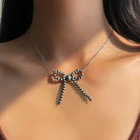 Thumbnail for Boho Beaded Bowknot Charm Necklace - ArtGalleryZen