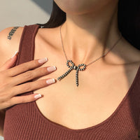 Thumbnail for Boho Beaded Bowknot Charm Necklace - ArtGalleryZen