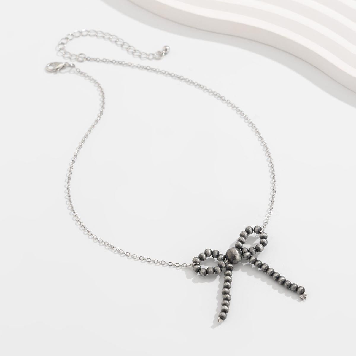 Boho Beaded Bowknot Charm Necklace - ArtGalleryZen