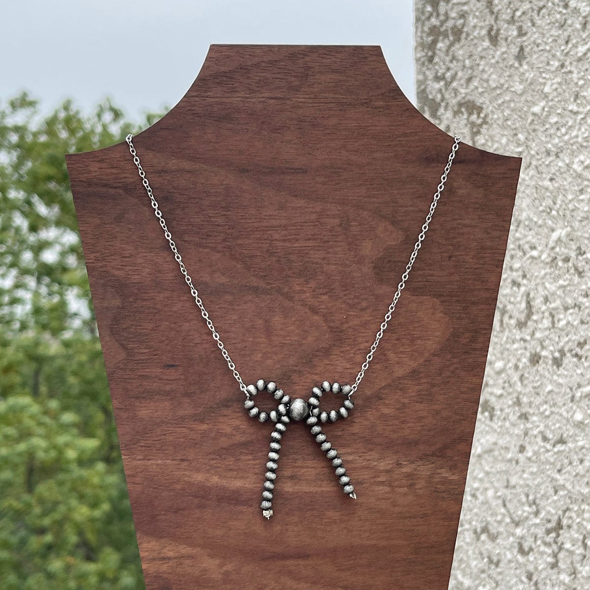 Boho Beaded Bowknot Charm Necklace