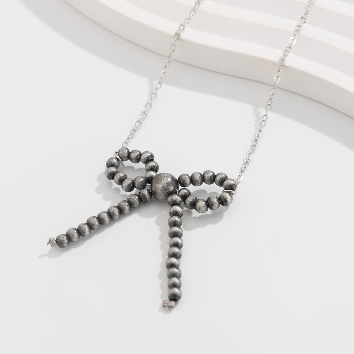 Boho Beaded Bowknot Charm Necklace