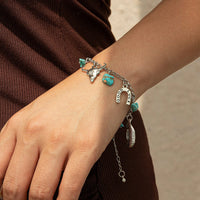 Thumbnail for Boho Bull Boot Cowboy Hat Turquoise Charm Bracelet - ArtGalleryZen