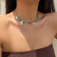 Thumbnail for Boho Bull Boot Cowboy Hat Turquoise Charm Necklace - ArtGalleryZen