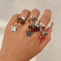 Thumbnail for Boho Butterfly Strawberry Charm Crystal Beaded Tassel Ring