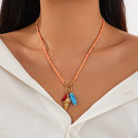 Thumbnail for Boho Ceramics Fish Conch Pendant Seed Bead Necklace - ArtGalleryZen