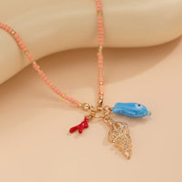 Thumbnail for Boho Ceramics Fish Conch Pendant Seed Bead Necklace - ArtGalleryZen