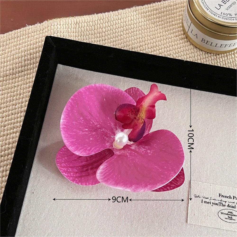 Boho Chic Butterfly Orchid Flower Pearl Hair Clip Hair Pin - ArtGalleryZen