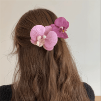 Thumbnail for Boho Chic Butterfly Orchid Flower Pearl Hair Clip Hair Pin