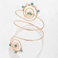 Thumbnail for Boho Chic Pearl Turquoise Spiral Arm Cuff