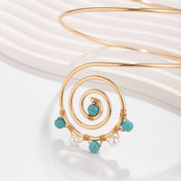 Thumbnail for Boho Chic Pearl Turquoise Spiral Arm Cuff