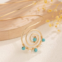 Thumbnail for Boho Chic Pearl Turquoise Spiral Arm Cuff