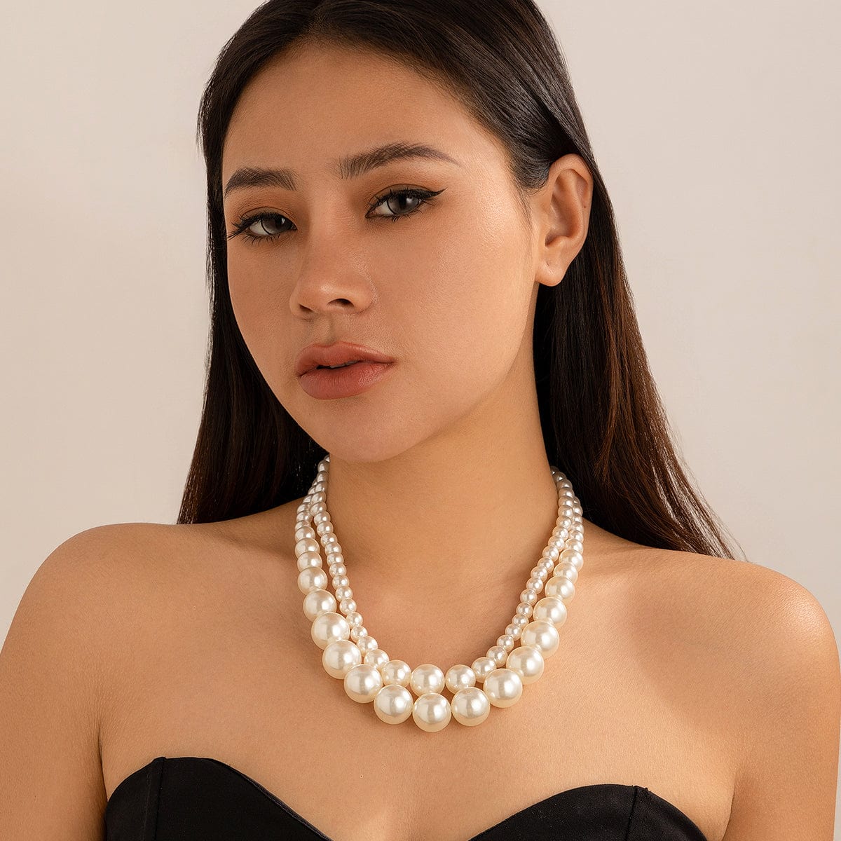 Boho Chunky 2 Pieces Pearl Chain Necklace Set