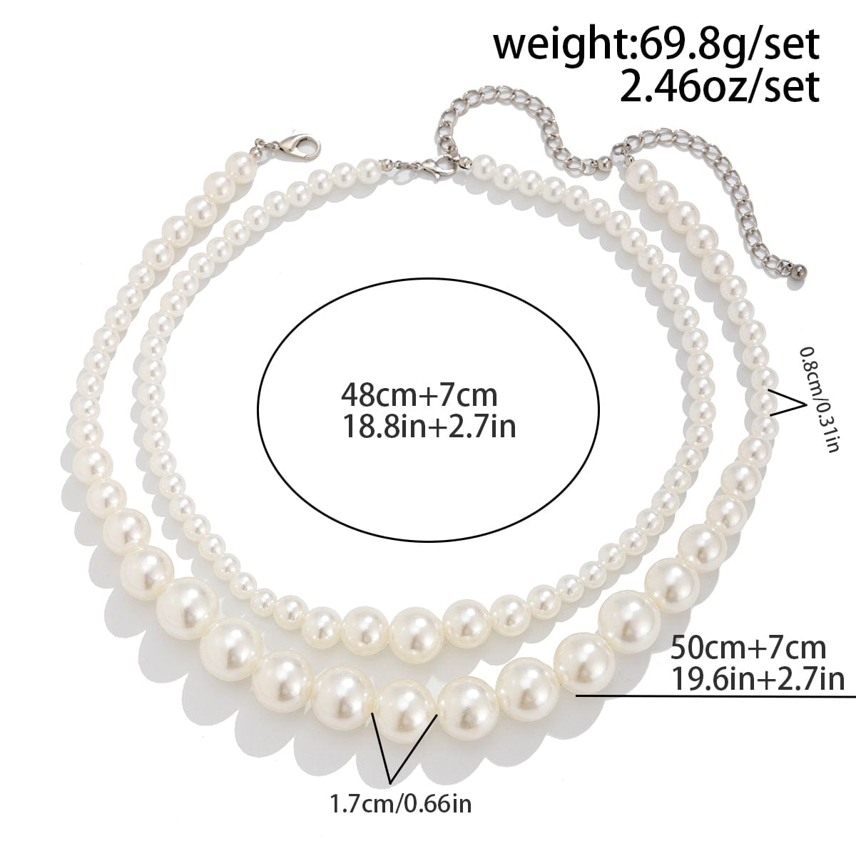 Boho Chunky 2 Pieces Pearl Chain Necklace Set