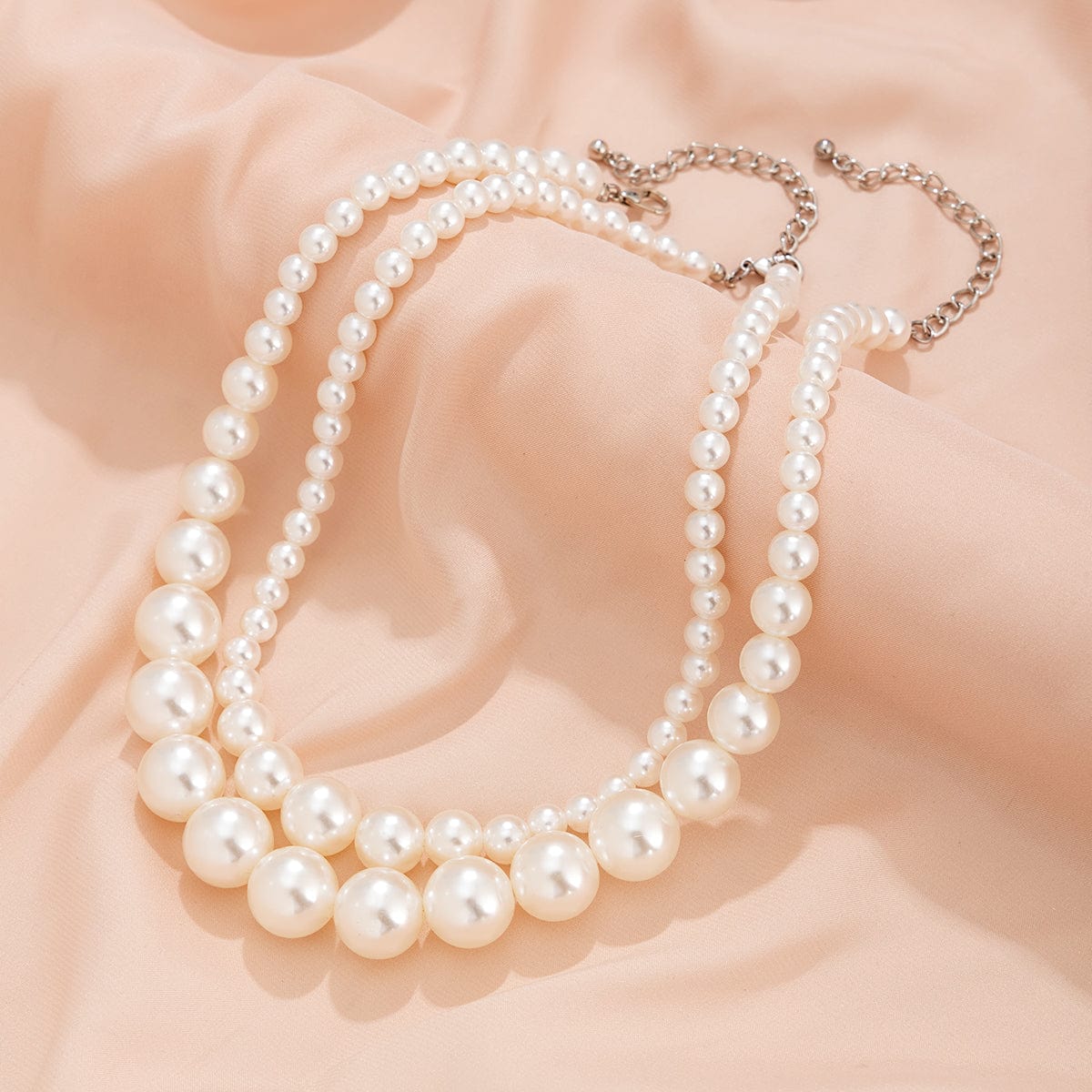 Boho Chunky 2 Pieces Pearl Chain Necklace Set