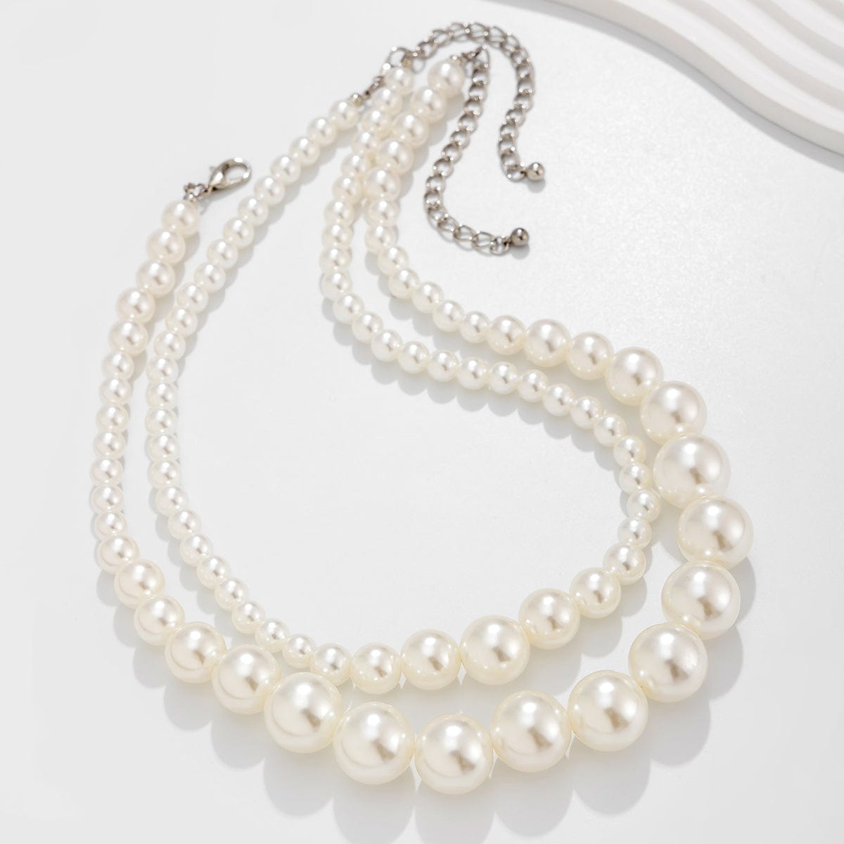 Boho Chunky 2 Pieces Pearl Chain Necklace Set