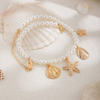 Thumbnail for Boho Chunky Conch Shell Starfish Pendant Pearl Chain Necklace - ArtGalleryZen