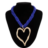 Thumbnail for Boho Chunky Gold Plated Heart Pendant Beaded Chain Necklace