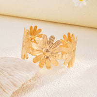Thumbnail for Boho Chunky Gold Silver Plated Daisy Bangle Bracelet - ArtGalleryZen