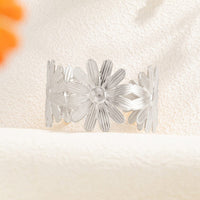 Thumbnail for Boho Chunky Gold Silver Plated Daisy Bangle Bracelet - ArtGalleryZen