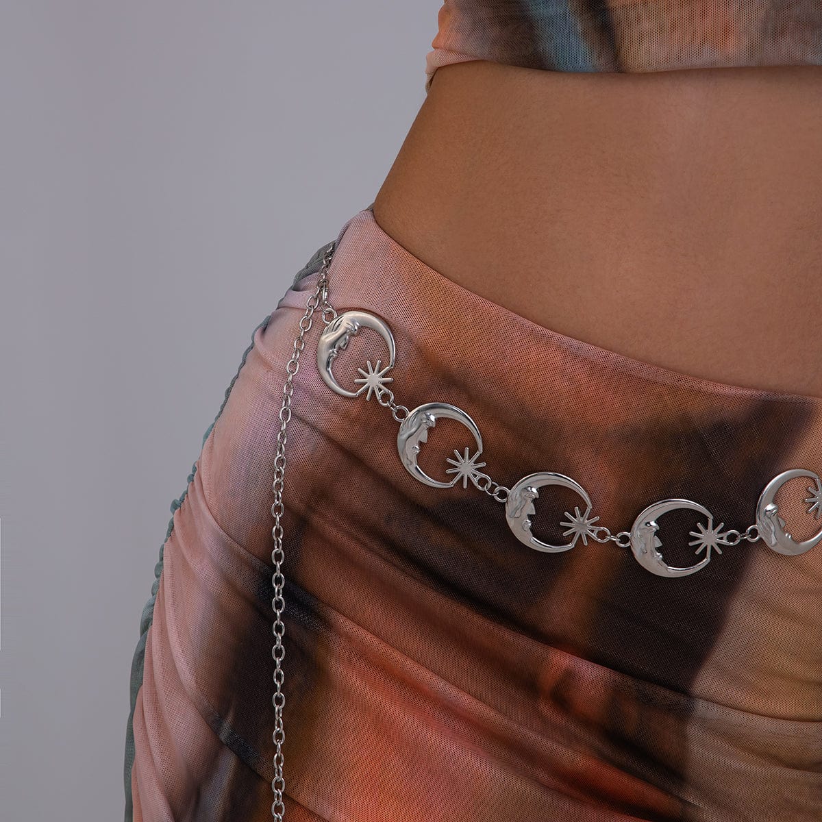 Boho Chunky Gold Silver Tone Sun Moon Waist Chain - ArtGalleryZen