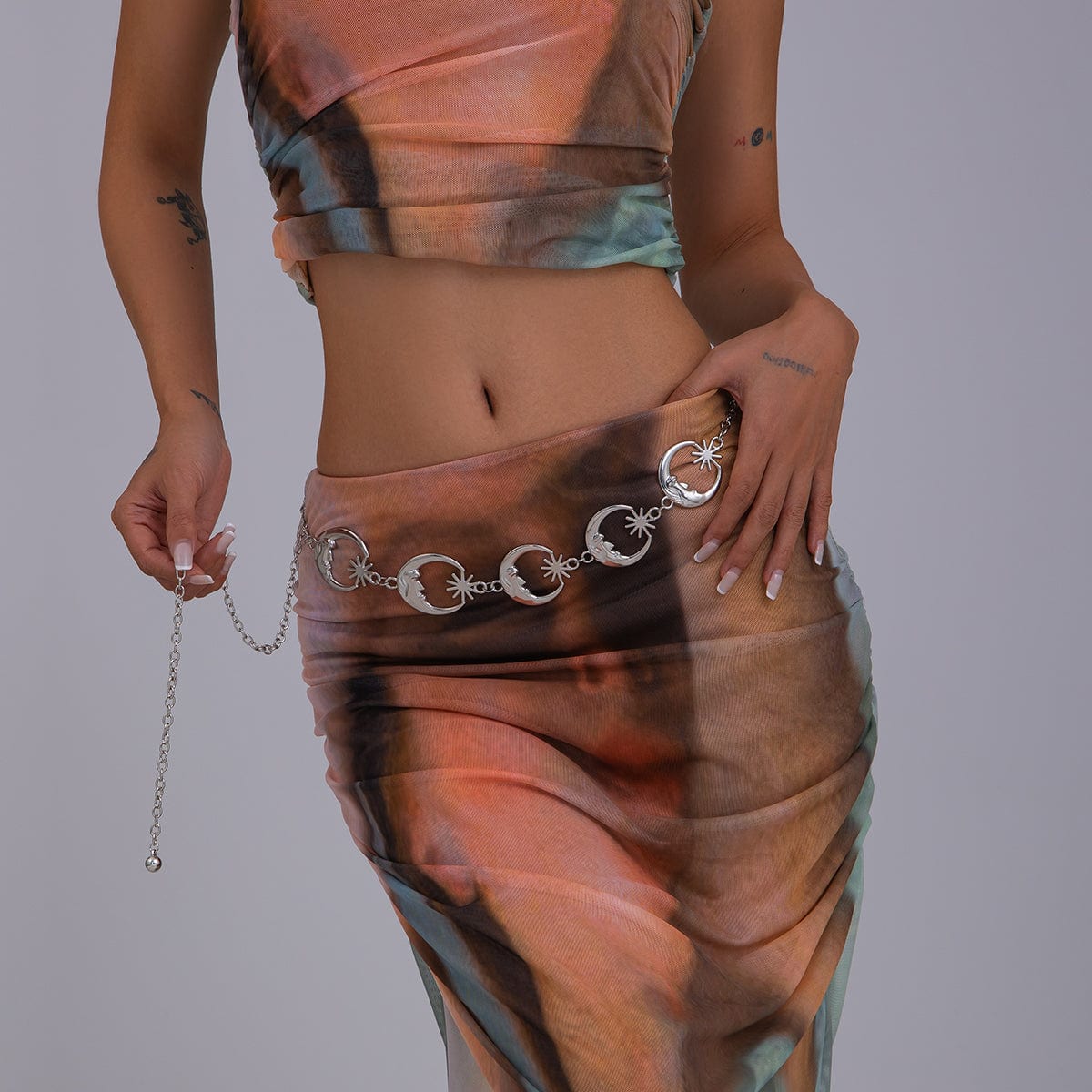 Boho Chunky Gold Silver Tone Sun Moon Waist Chain - ArtGalleryZen