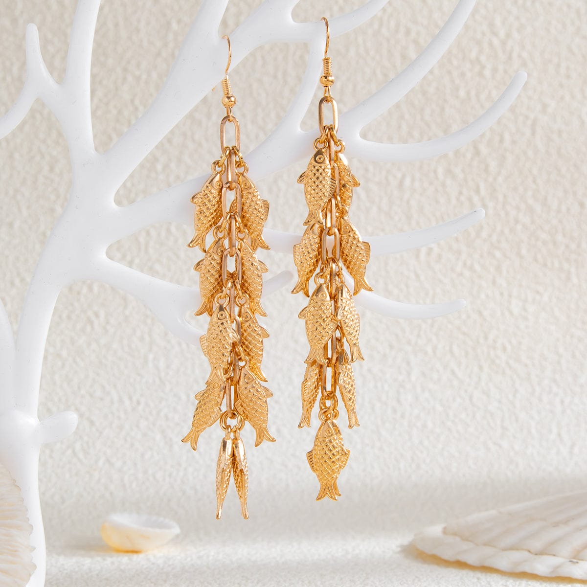Boho Chunky Goldfish Tassel Earrings - ArtGalleryZen