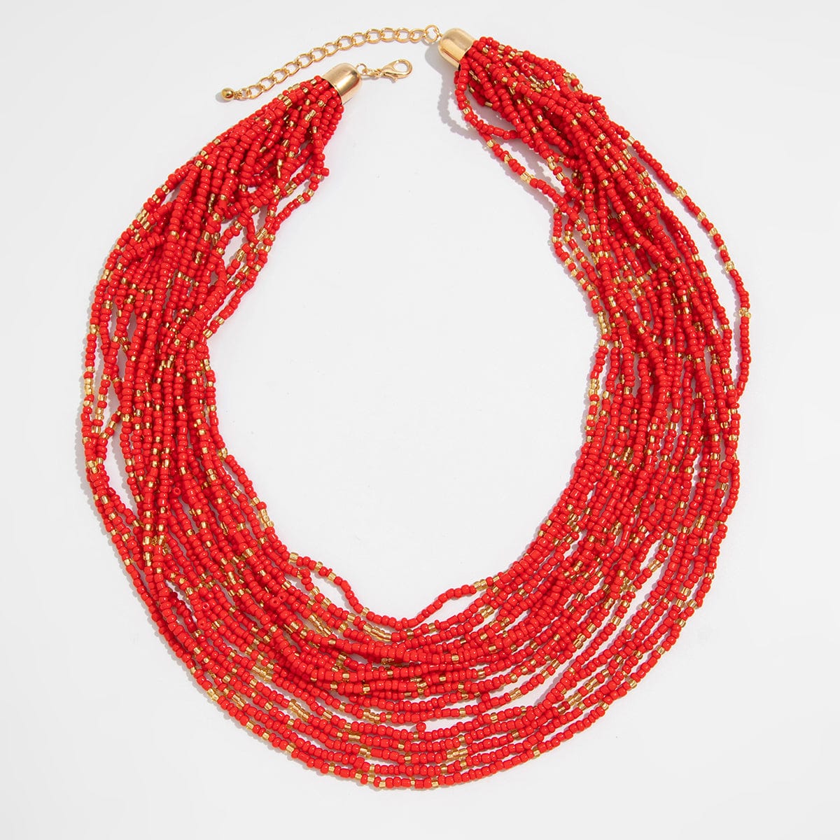 Boho Chunky Layered Seed Beaded Chain Necklace - ArtGalleryZen