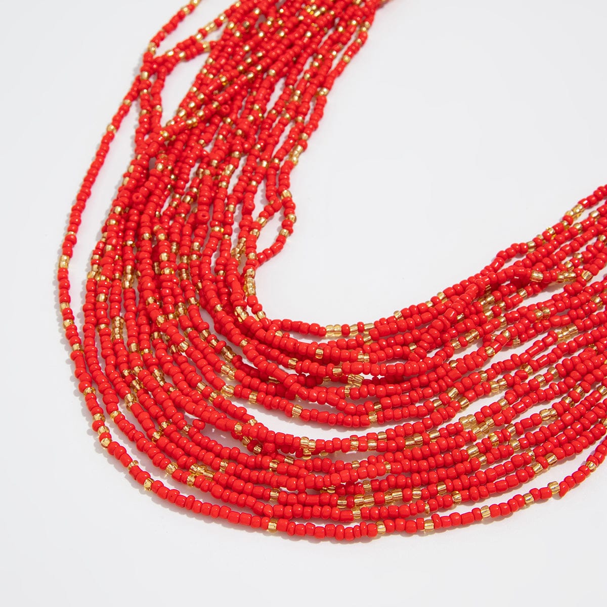 Boho Chunky Layered Seed Beaded Chain Necklace - ArtGalleryZen