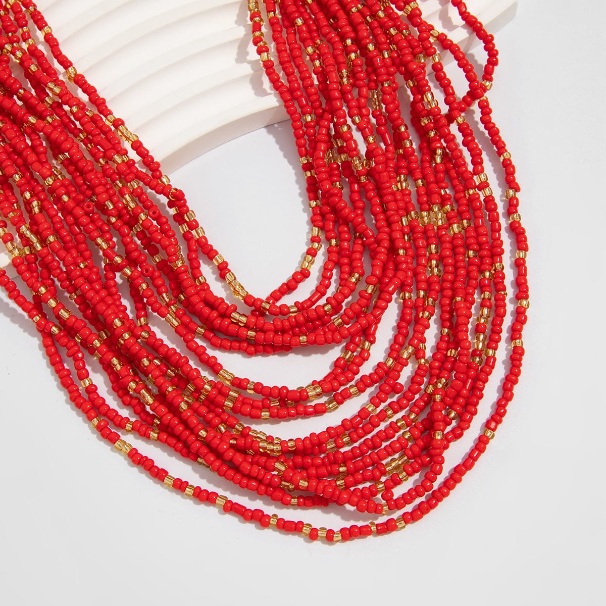 Boho Chunky Layered Seed Beaded Chain Necklace - ArtGalleryZen