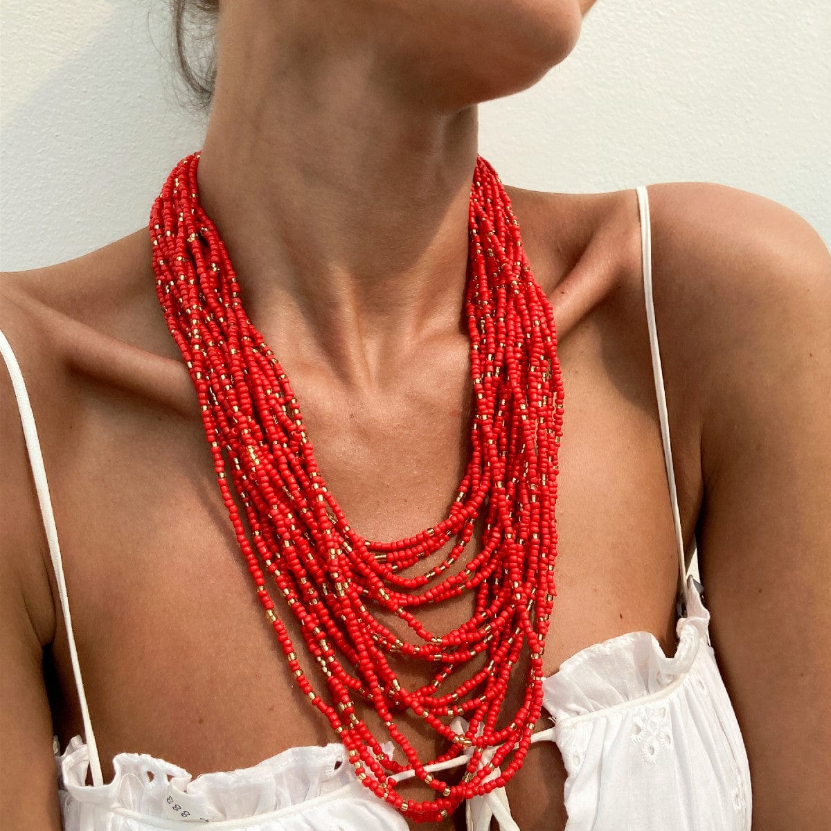 Boho Chunky Layered Seed Beaded Chain Necklace - ArtGalleryZen